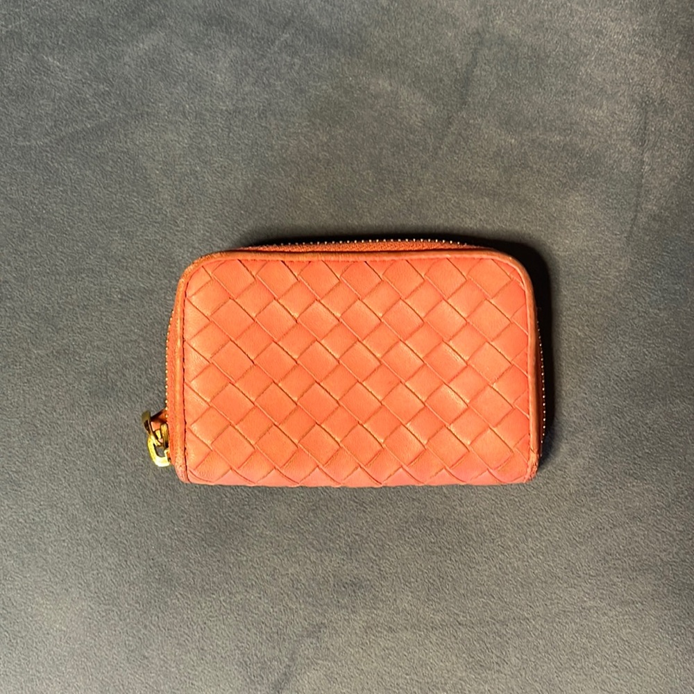 Bottega Veneta Intrecciato Weave Leather Zip Coin Purse